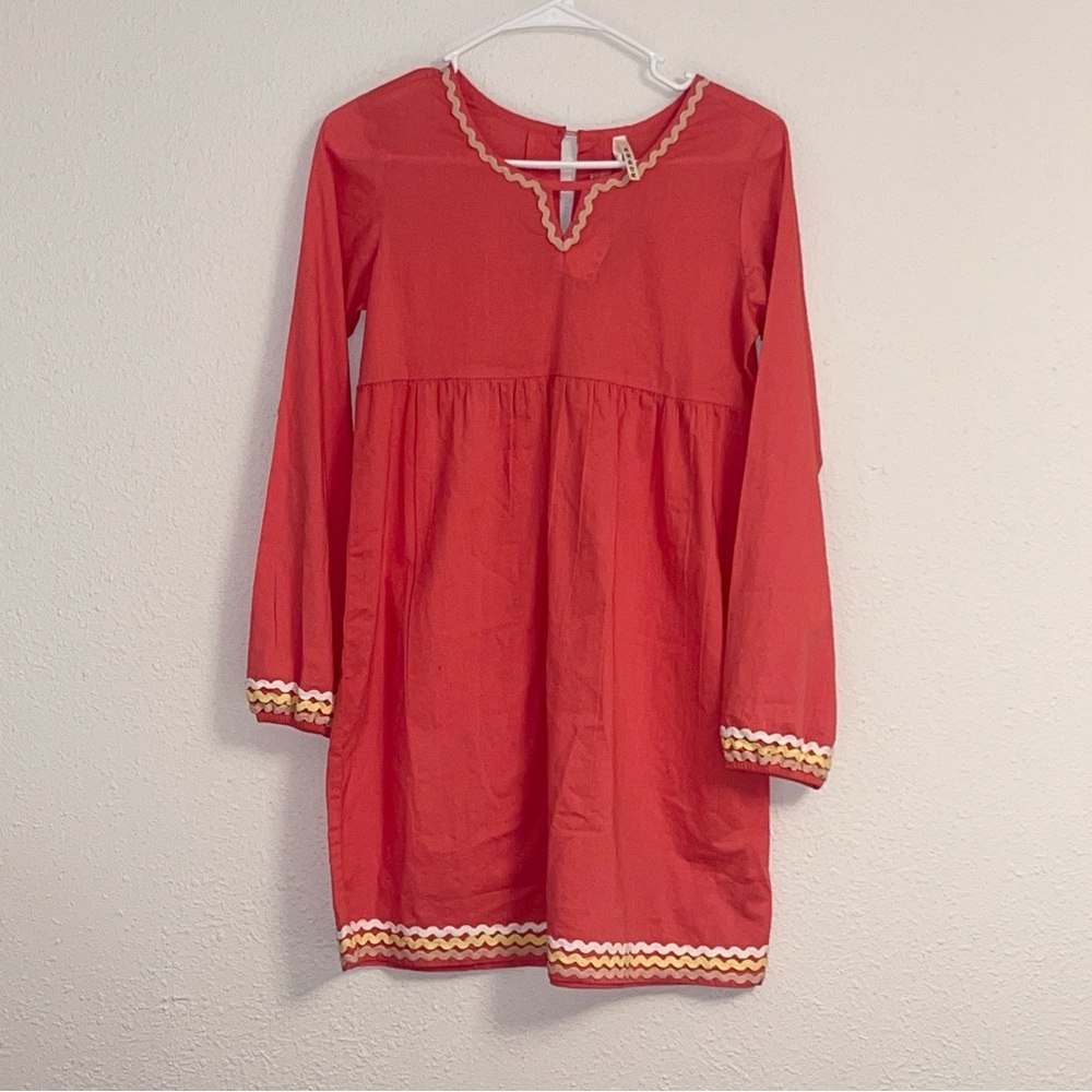 NWT Roper Girls XL Coral Chambray Empire‎ Waist Dress Ric-Rac Western